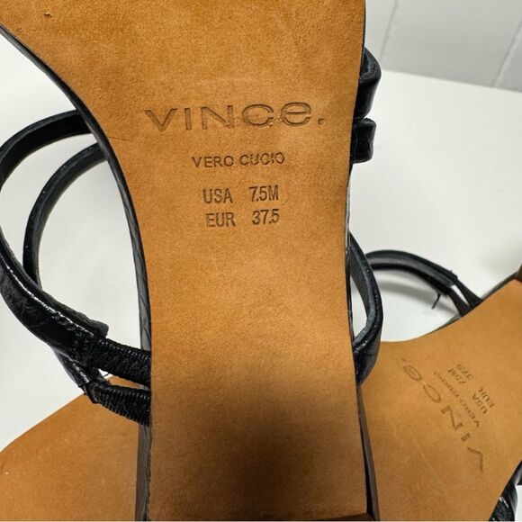 Vince. Elita Croc Embossed Leather Mule Heeled Sandal Size 7.5 - Picture 7 of 7